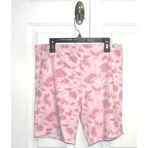 Hurley Women's Elastic Waist 7" Casual Lounge Shorts in Pink Tie Dye XLarge $58